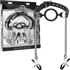 Mutiny Silicone O-Ring Gag With Nipple Clamps